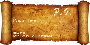Papp Ivor névjegykártya